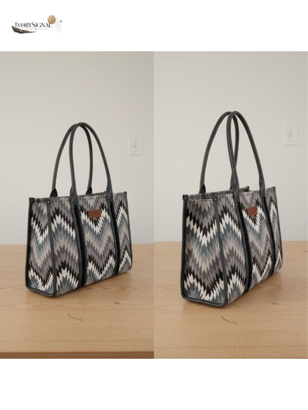 Western Canvas Laptop Tote Bag for Women Structured Shoulder Bag